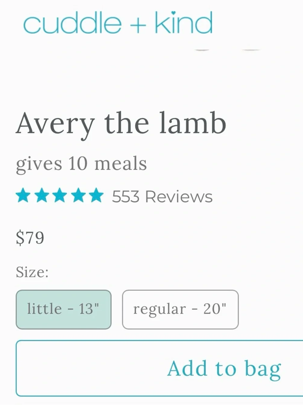 Cuddle and Kind Doll- Avery Lamb 13 inch